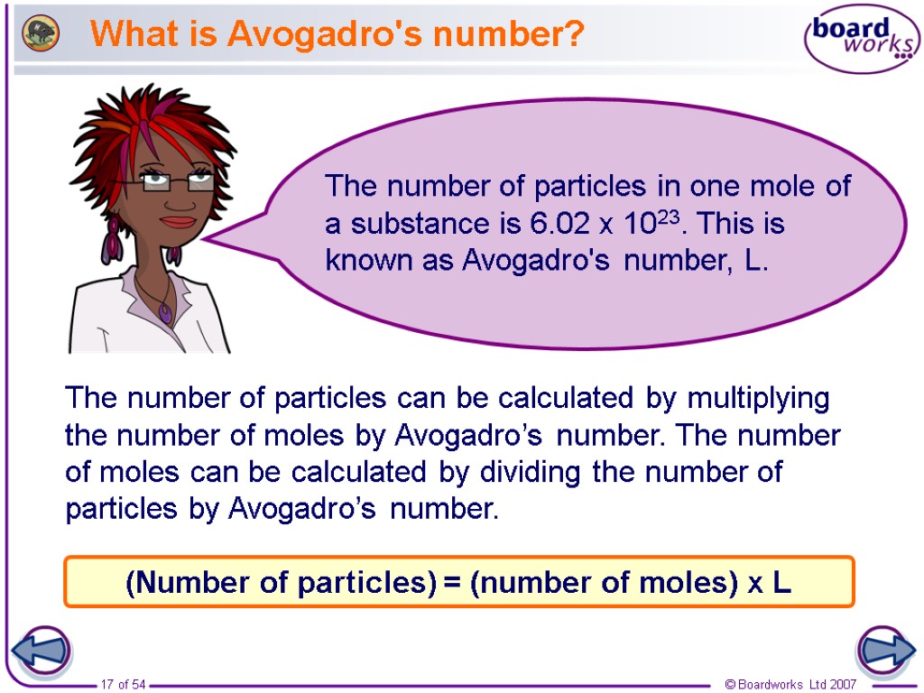 What is Avogadro's number? The number of particles can be calculated by multiplying the